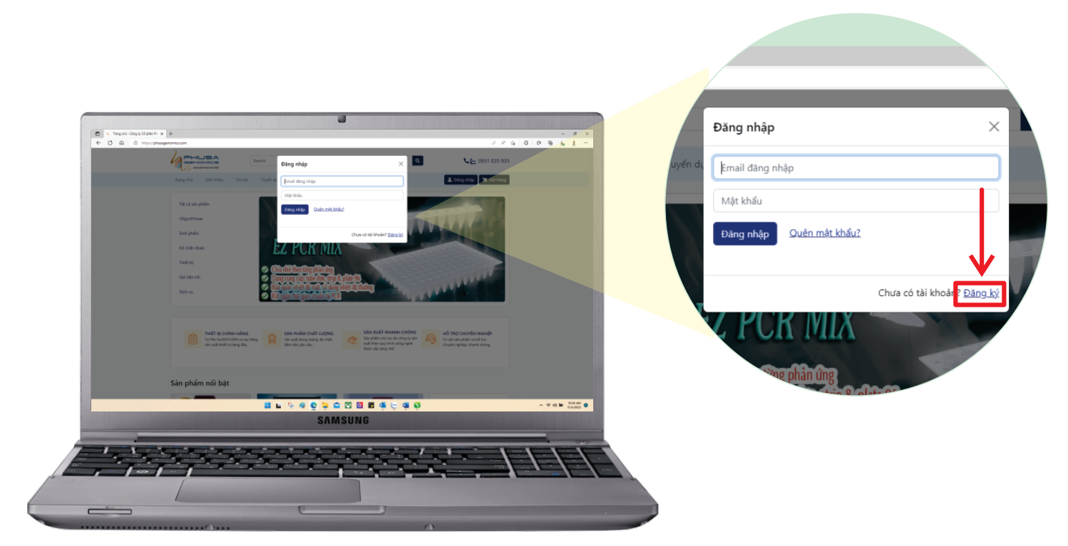 HƯỚNG DẪN TẠO TÀI KHOẢN MỚI TRÊN WEBSITE PHUSA GENOMICS